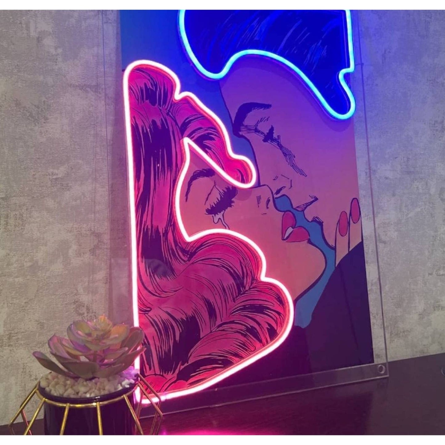 Romantic Bright Pink / Blue Gone With the Wind LED Night Light Room Wall Art Dec