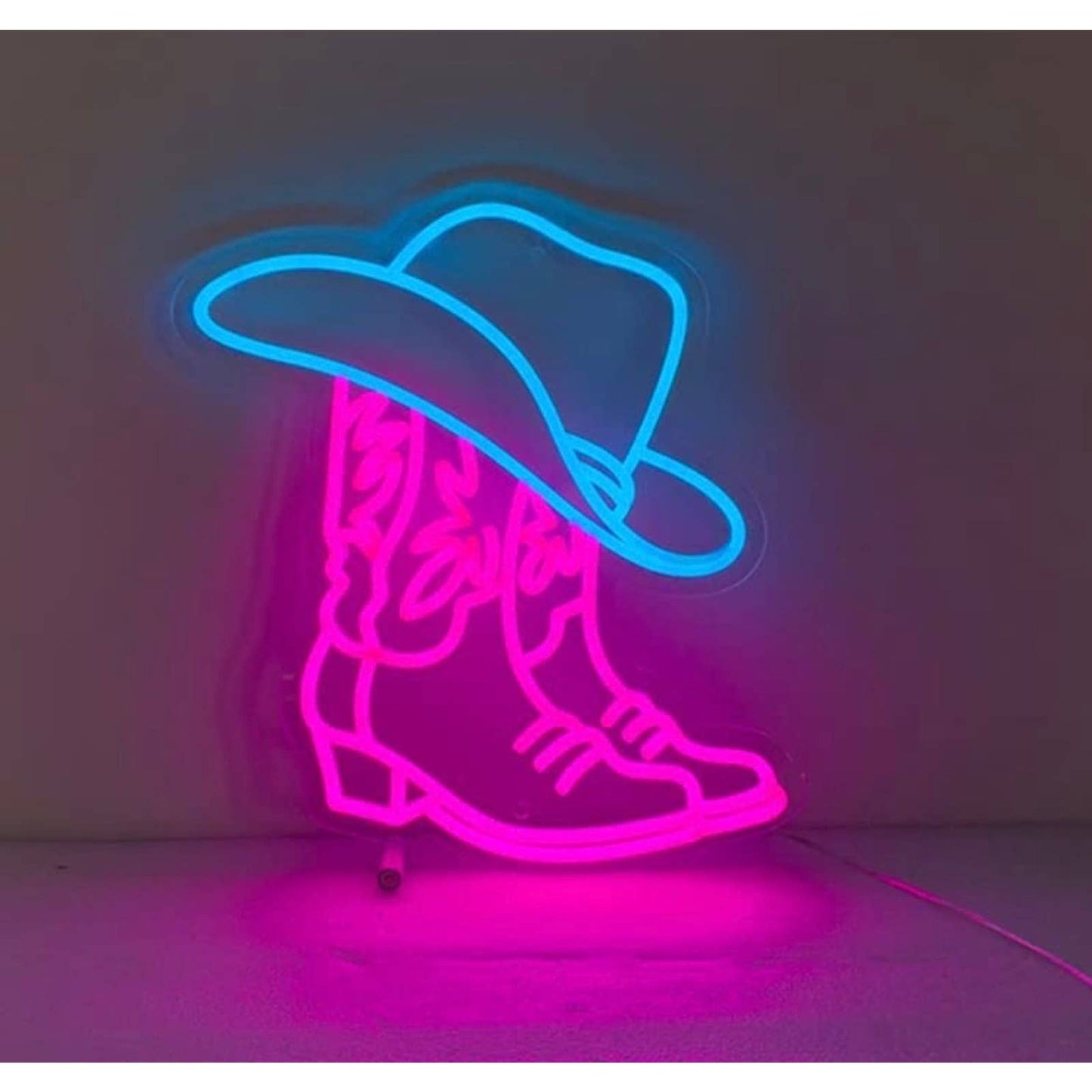 Fun Bright Pink Cow Girl / Boy Boots & Hat LEDNight Light Room Wall Decoration