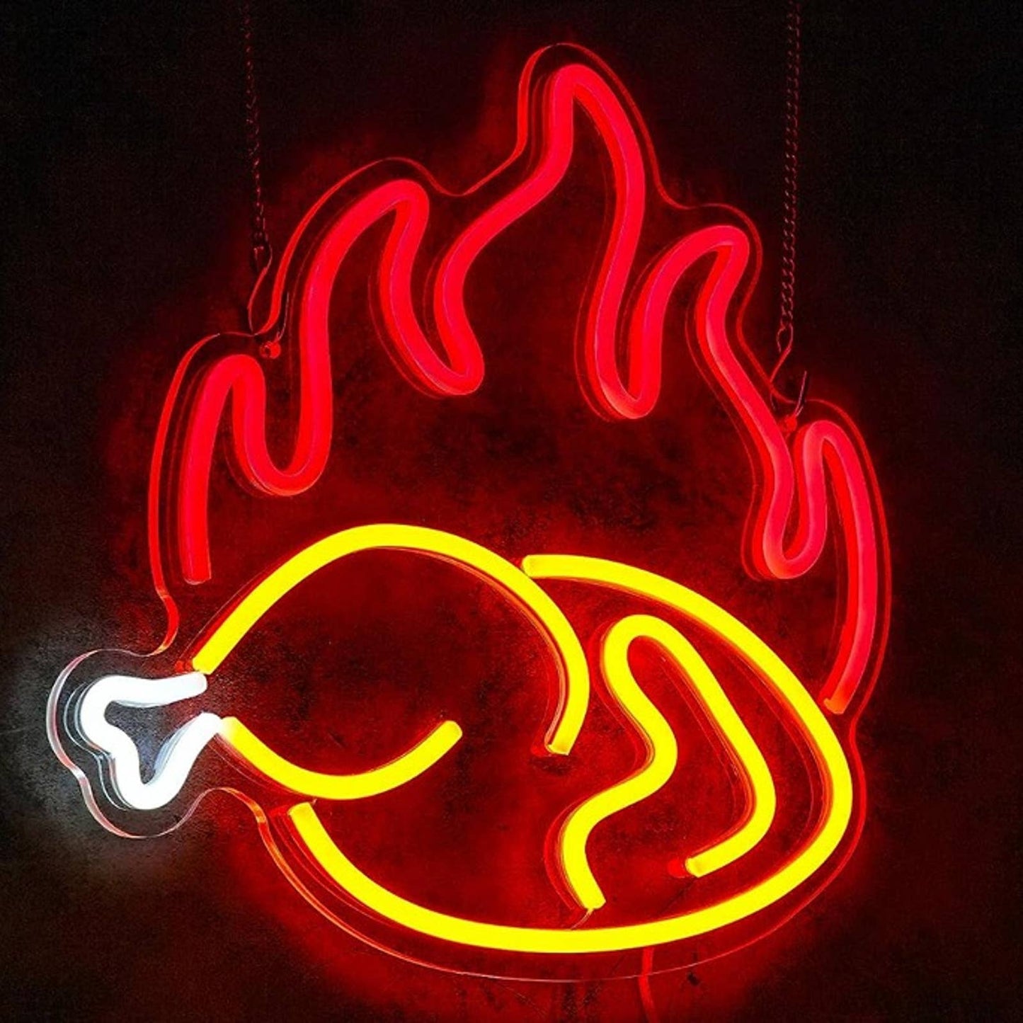 Tasty Bright Hot Fire Roast Turkey LED Light Kitchen Restaurant Wall Decor