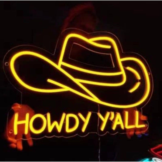 Fun Bright Howdy Ya’ll Cowboy Country Hat LED Night Light Room Wall Decor