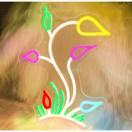 Lovely Bright Rainbow Flowers LED Night Light Room Wall Decoration