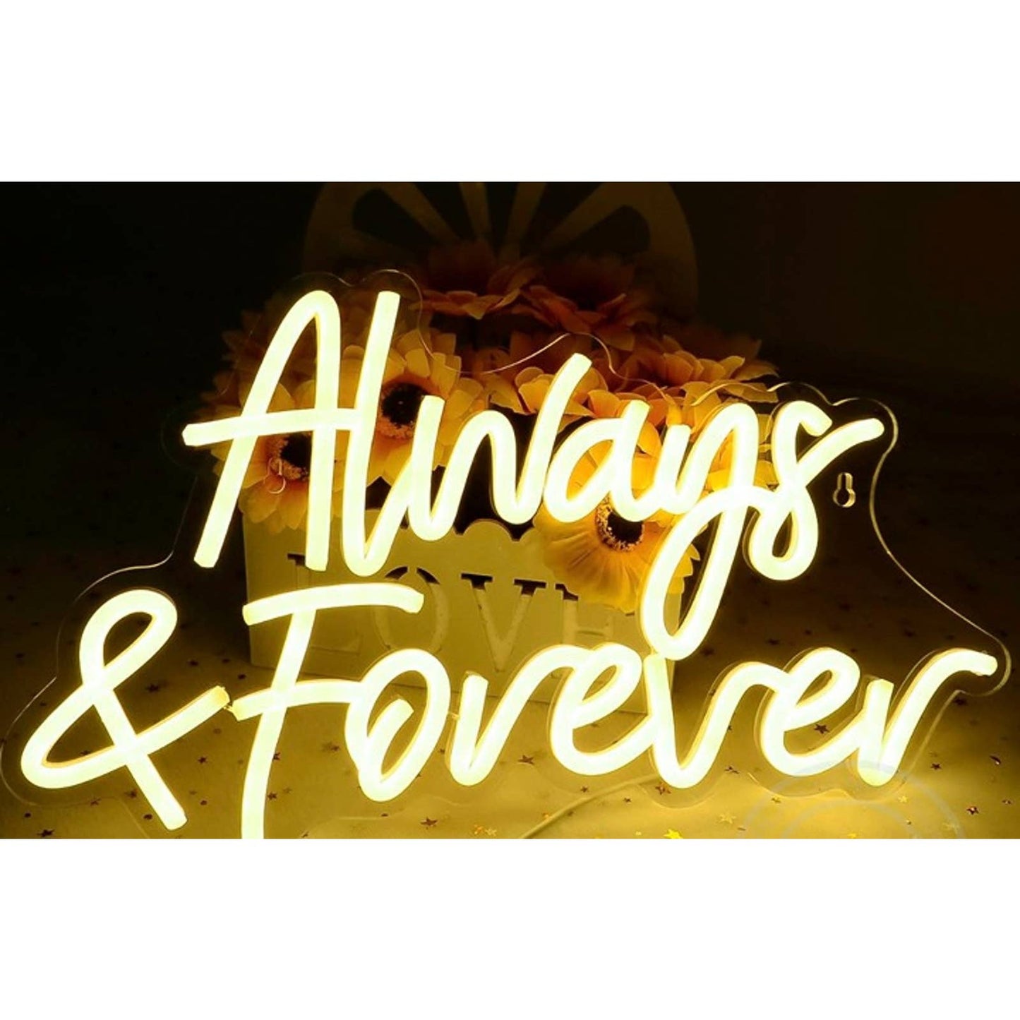 Lovely Warm Bright White “Always & Forever LED Night Light Room Wall Decor