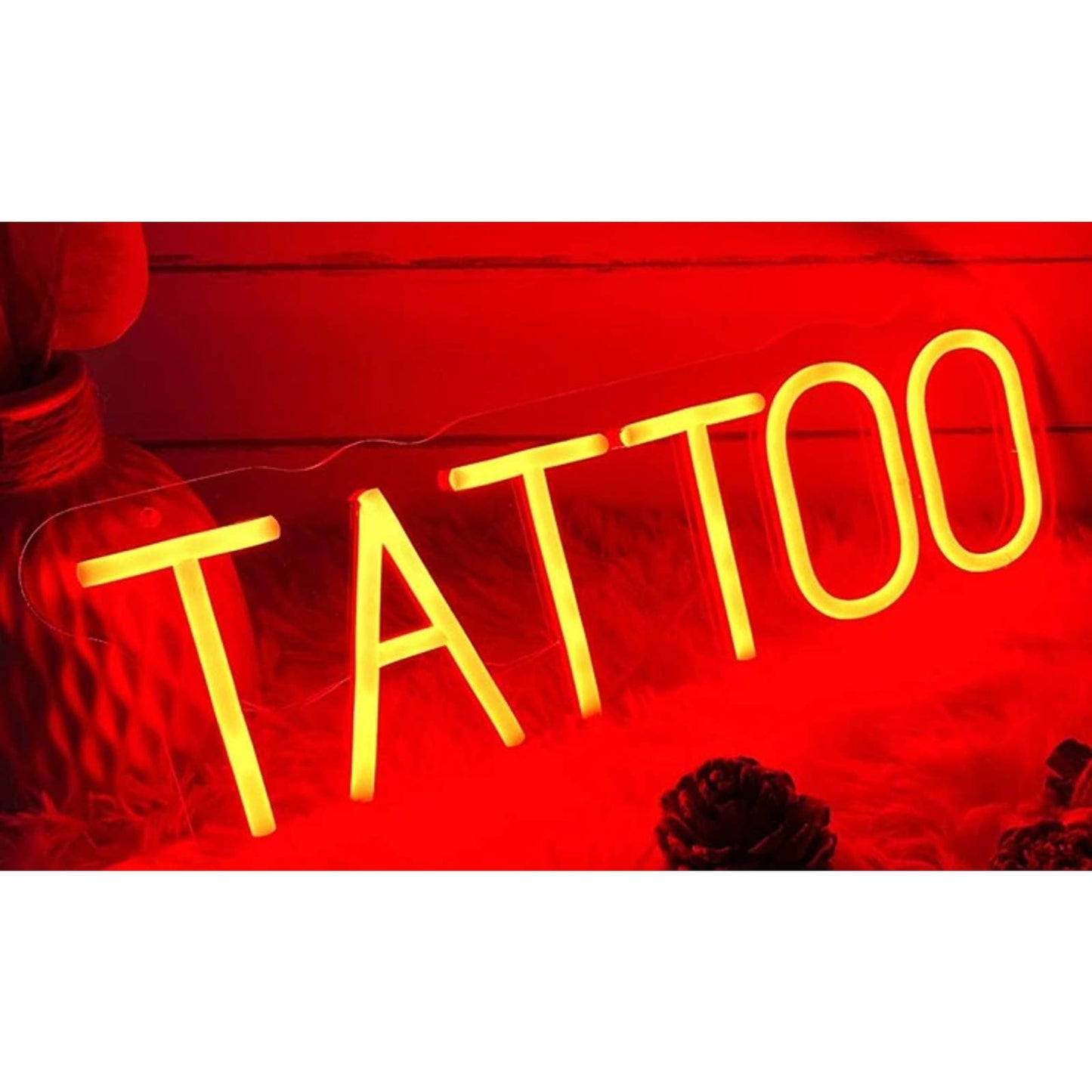 Bright Yellow TATOO LED Night Light Sign Business Store Decor