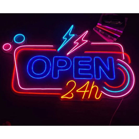 Quality Colorful Bright Unique Open Thunderbolt LED Light Sign Wall Window Decor