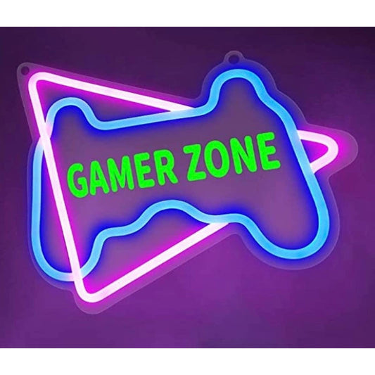 Fun Bright Controller Triangle Gamer Zone LED Night Light Game Room Decor