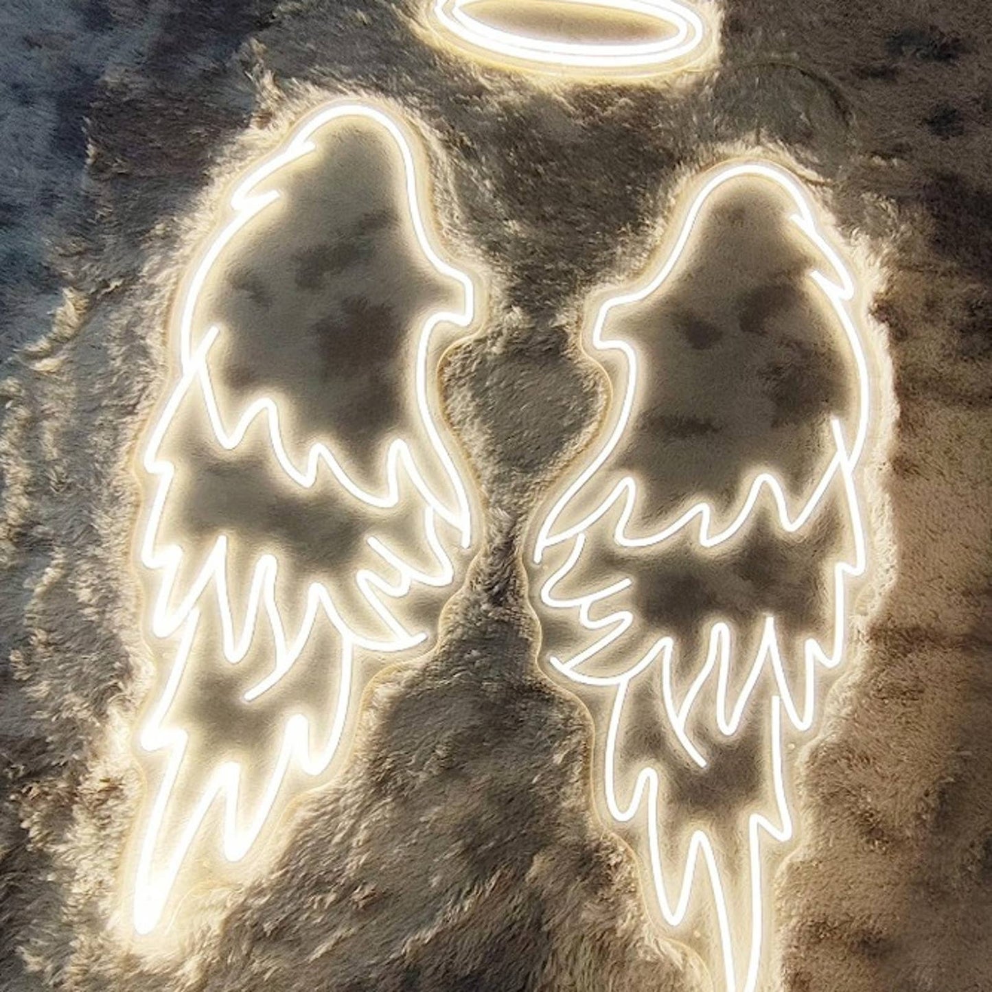 Lovely Super Size Bright Angel Wing and Halo LED Night Light Photo Decor