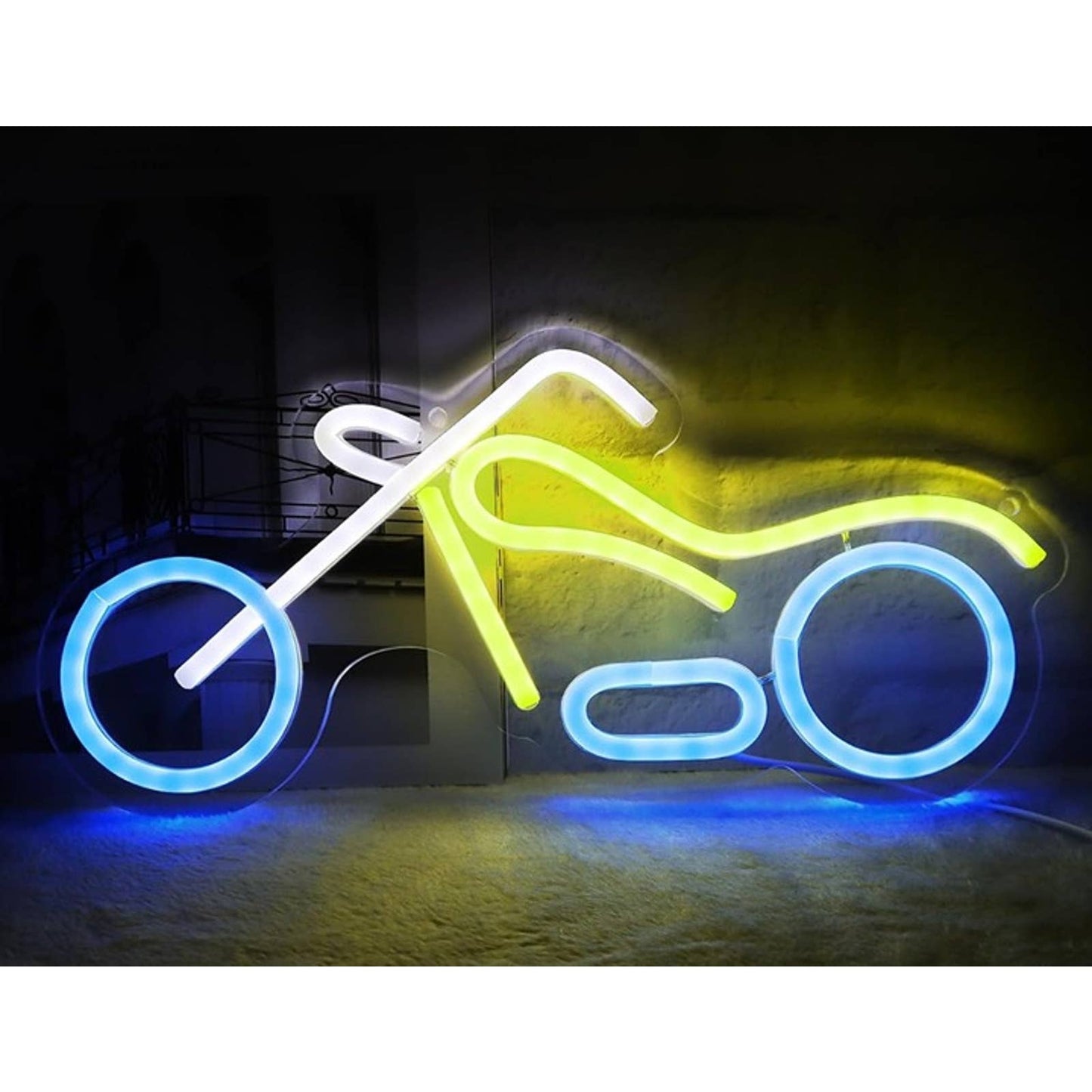 Cool Bright Blue Wheel Motorcycle LED Night Light Room Wall Decor