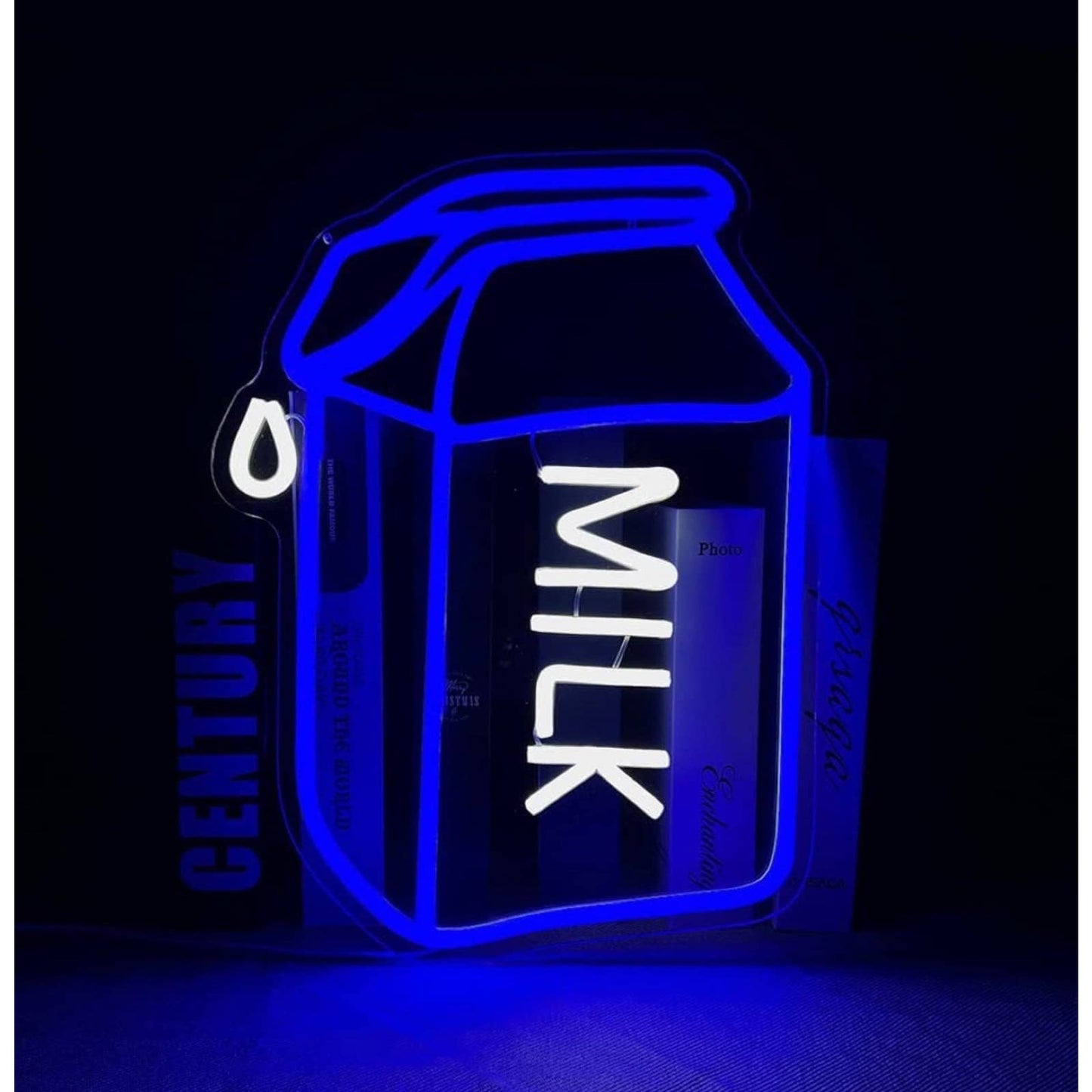 Bright Blue Milk Carton LED Night Light Kitchen Wall Decoration