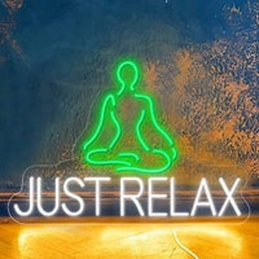 Lovely Bright Green/White Just Relax LED Night Light Meditation Yoga Room Wall D