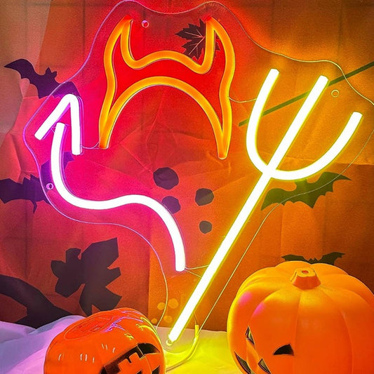 Spooky Bright Horned Devil Demon LED Night Light Halloween Decor