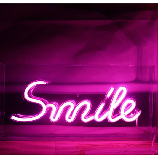 Lovely Bright Pink Smile LED Night Light Box Table Top Lamp Room Fruit Decor
