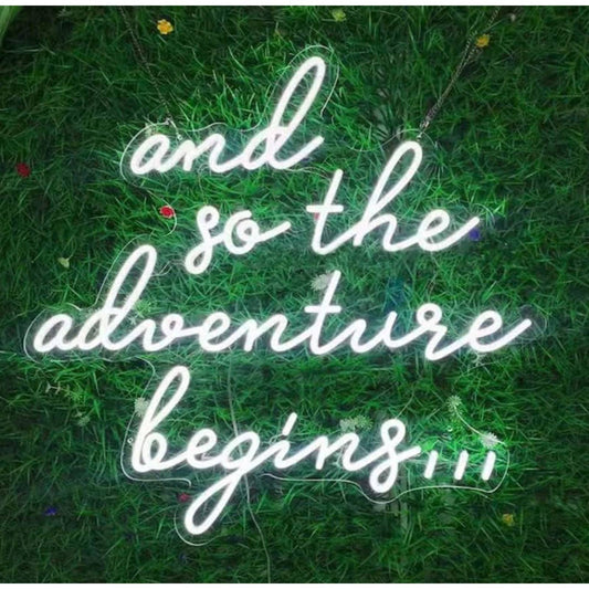 Lovely Bright White “And so the Adventure Begins…” LED Night Light Sign Room Wal
