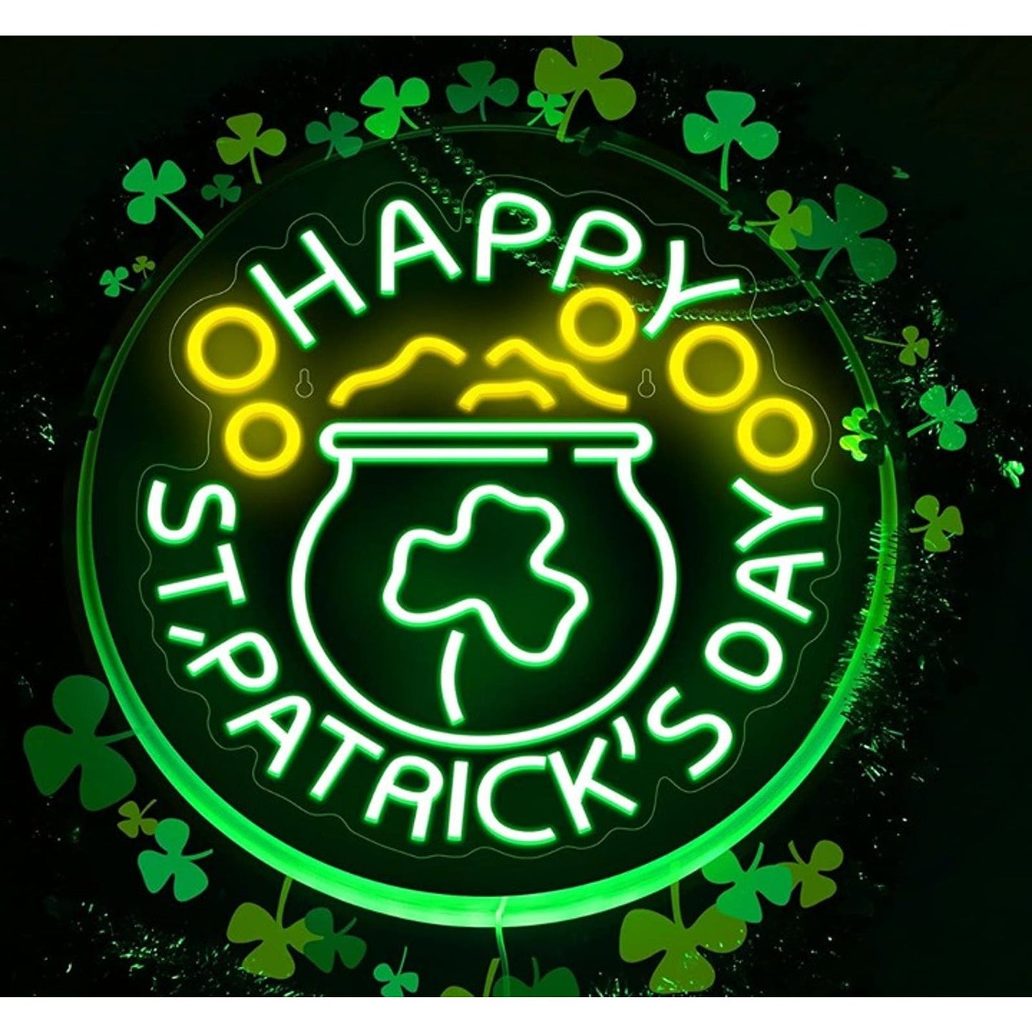 Fun Bright Pot of Gold Clover LED Light St. Patrick’s Day Decor