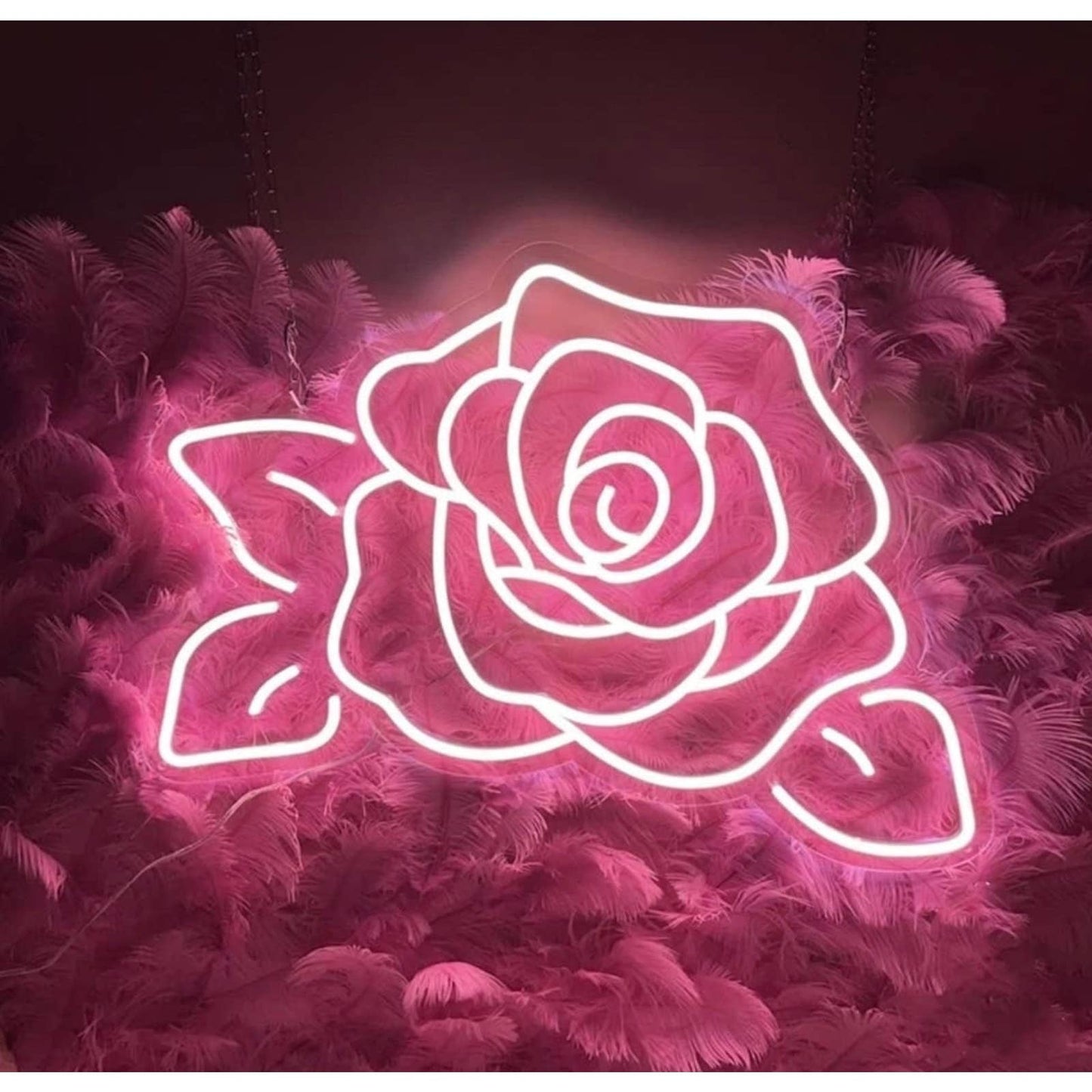 Adorable Bright Soft Pink Rose LED Night Light Love Room Wall Art Decoration