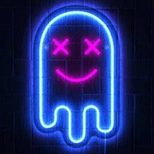 Fun Vivid Bright Blue Pink X-Eye Ghost LED Night Light Room Wall Decoration