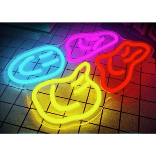 Cute Bright Vivid Colorful Wiggly Smiley Faces LED Night Light Room Wall Decorat
