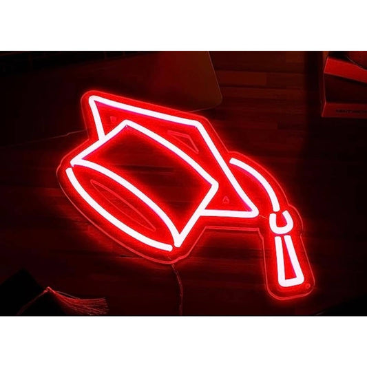 Lovely Bright Red Graduation Cap LED Night Light Celebration Decoration