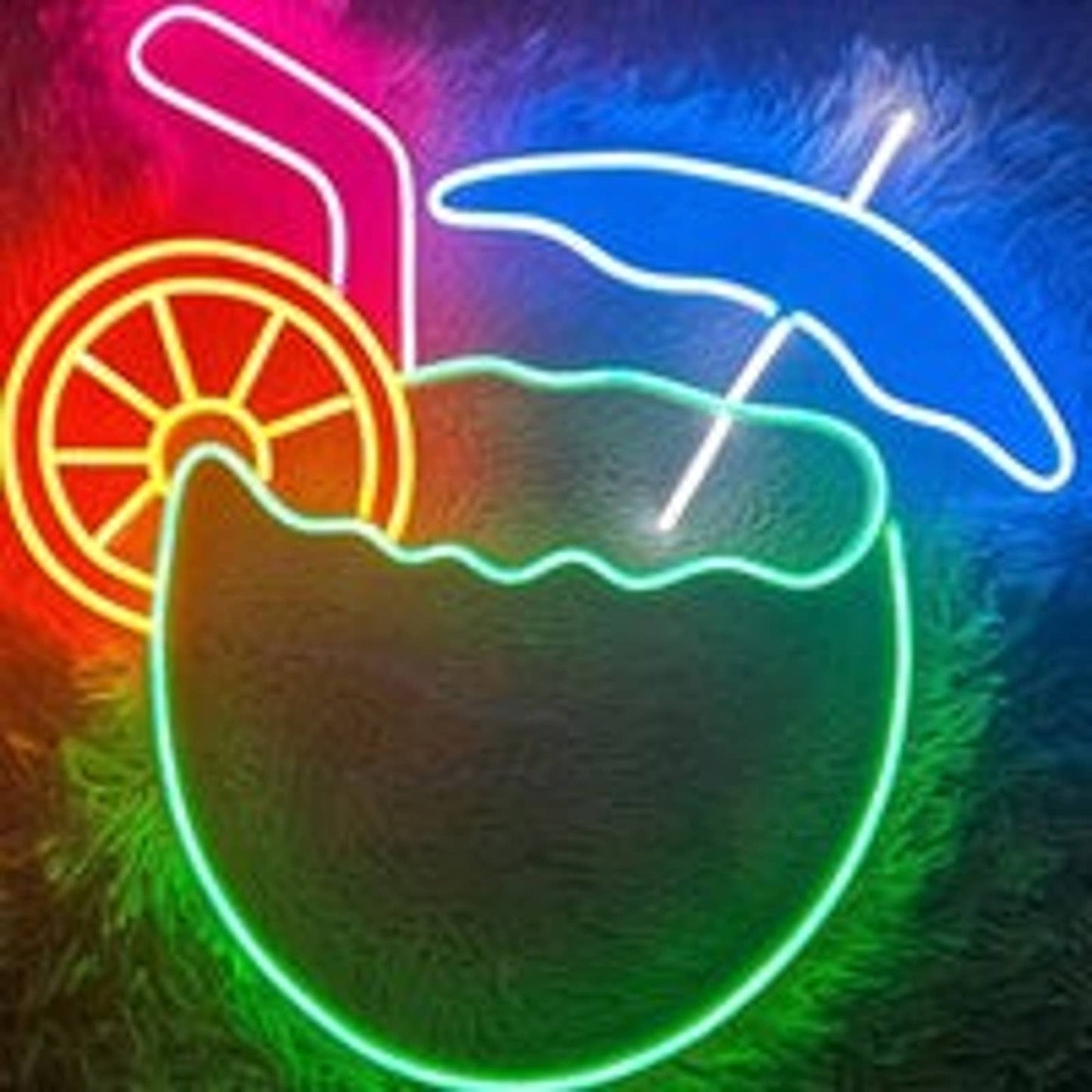 Bright Colorful Tasty Tropical Coconut Vacation Drink LED Night Light Room Wall
