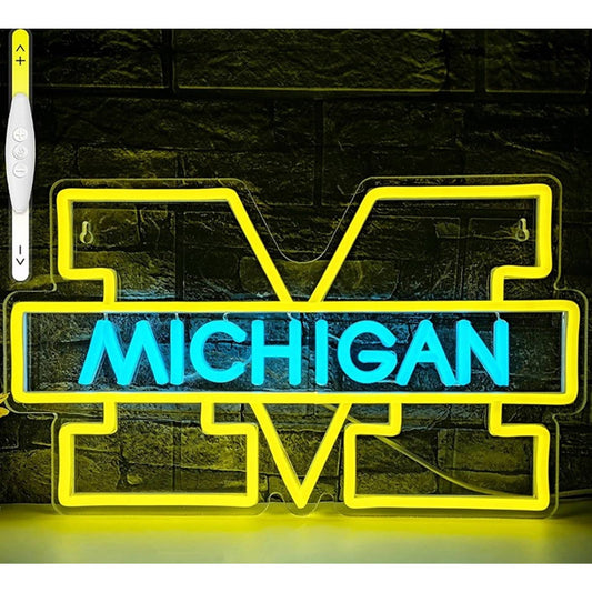 Vivid Bright Yellow University of Michigan LED Night Room Wall Decor