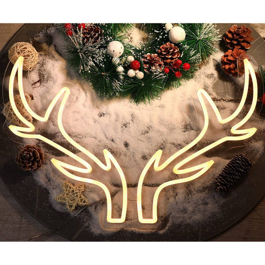 Festive Large Bright Reindeer Antlers LED Christmas Light Sign Holiday Decor