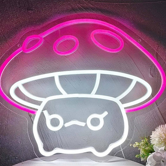 Cute Pink Happy Baby Mushroom LED Night Light Room Wall Decor