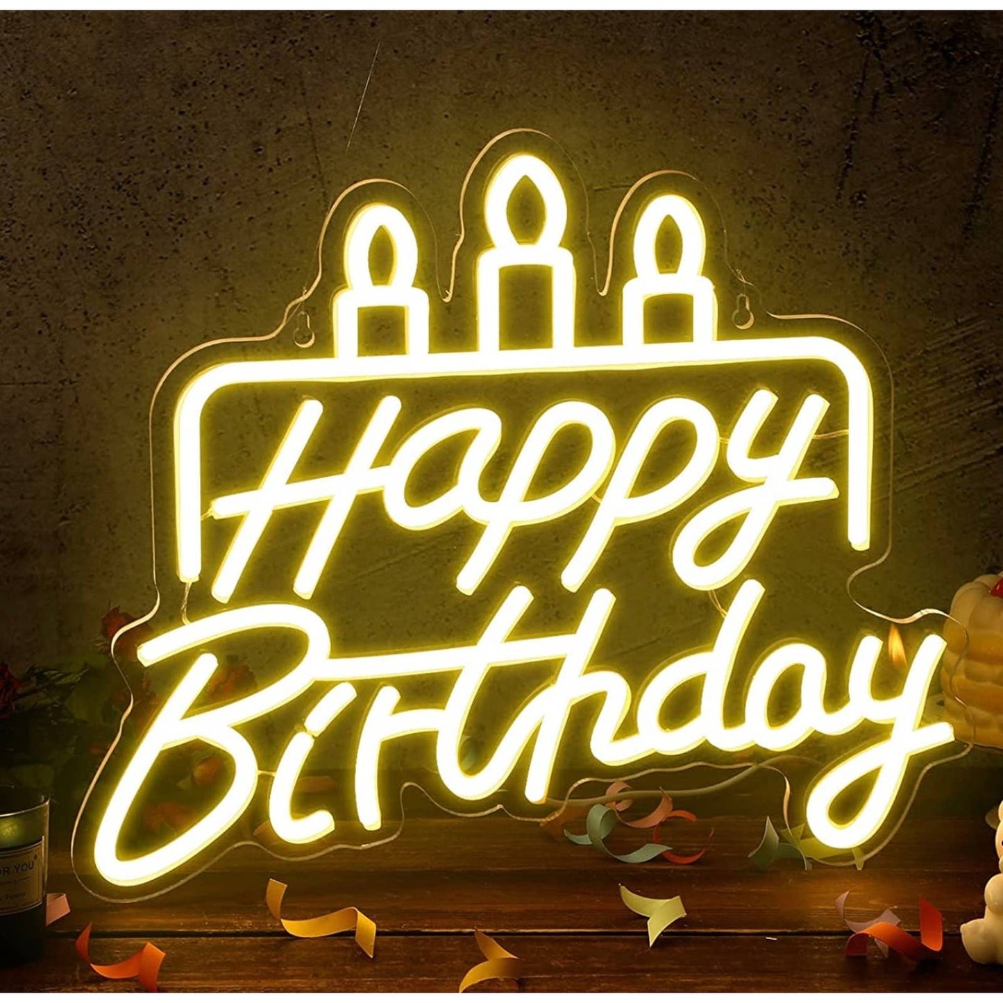 Fun Bright Happy Birthday Cake Candle LED Night Light Room Wall Party Decor