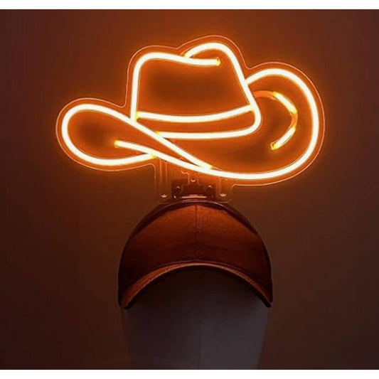 Fun Bright Orange Cowboy Hat LED Hat Light