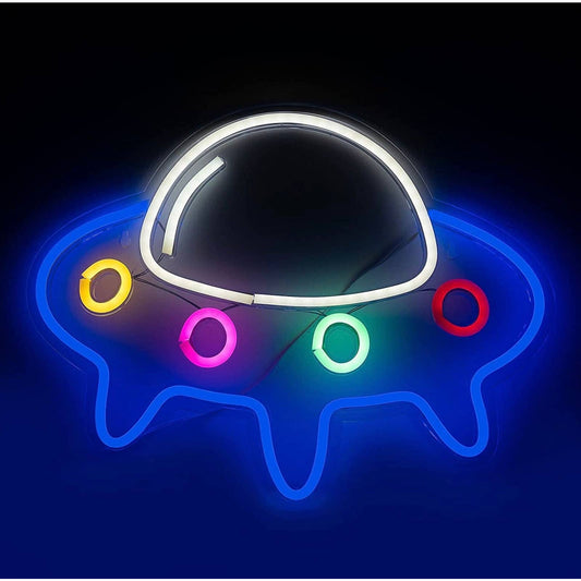 Fun Vivid Colorful Alien Spaceship UFO LED Night Light Room Wall Decoration