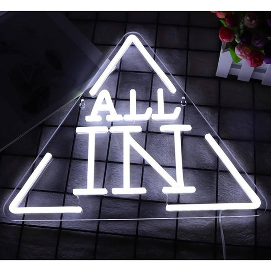 Vivid Bright White Triangle All In Poker LED Night Light Game Room Wall Decor