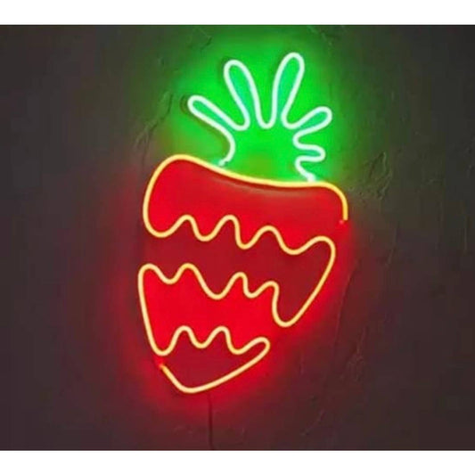 Fun Bright Red & Green Strawberry LED Night Light Room Wall Art Decoration