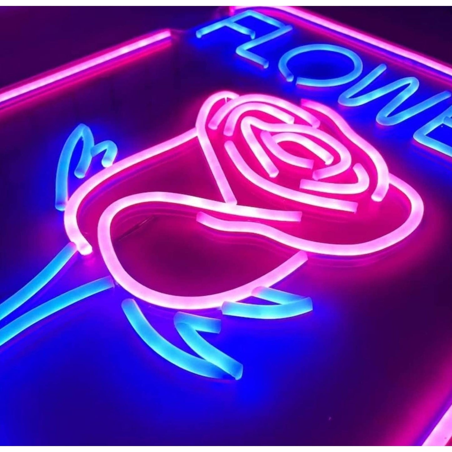 Adorable Bright Pink Rose Flower Shop LED Light Business Store Sign Decoration