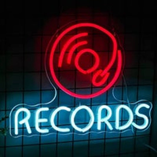 Vivid Bright Blue Music Records LED Night Light Room Wall Decoration