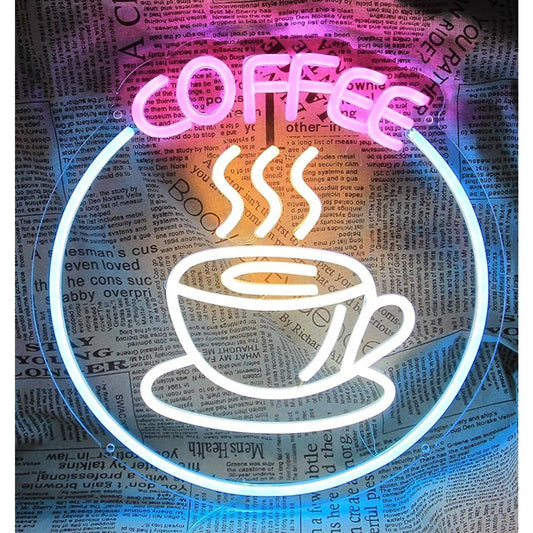 Lovely Bright Pink/Blue Hot Coffee Espresso Mug LED Night Light Room Wall Decor