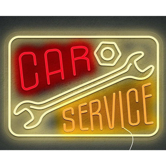 Vivid Bright Red/Yellow Car Service LED Light Garage Car Business Wall Sign