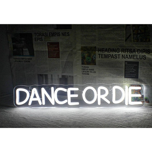 Vivid Fun Bright White “Dance or Die” LED Night Light Room Wall Decor