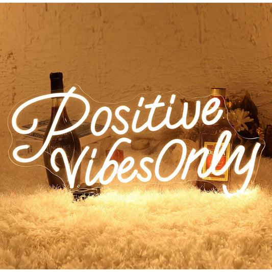 Lovely Large Bright White “Positive Vibes Only” LED Night Light Wall Room Decor