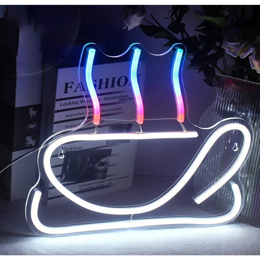 Lovely Bright Rainbow Hot Steaming Coffee Espresso LED Night Light Room Wall Dec