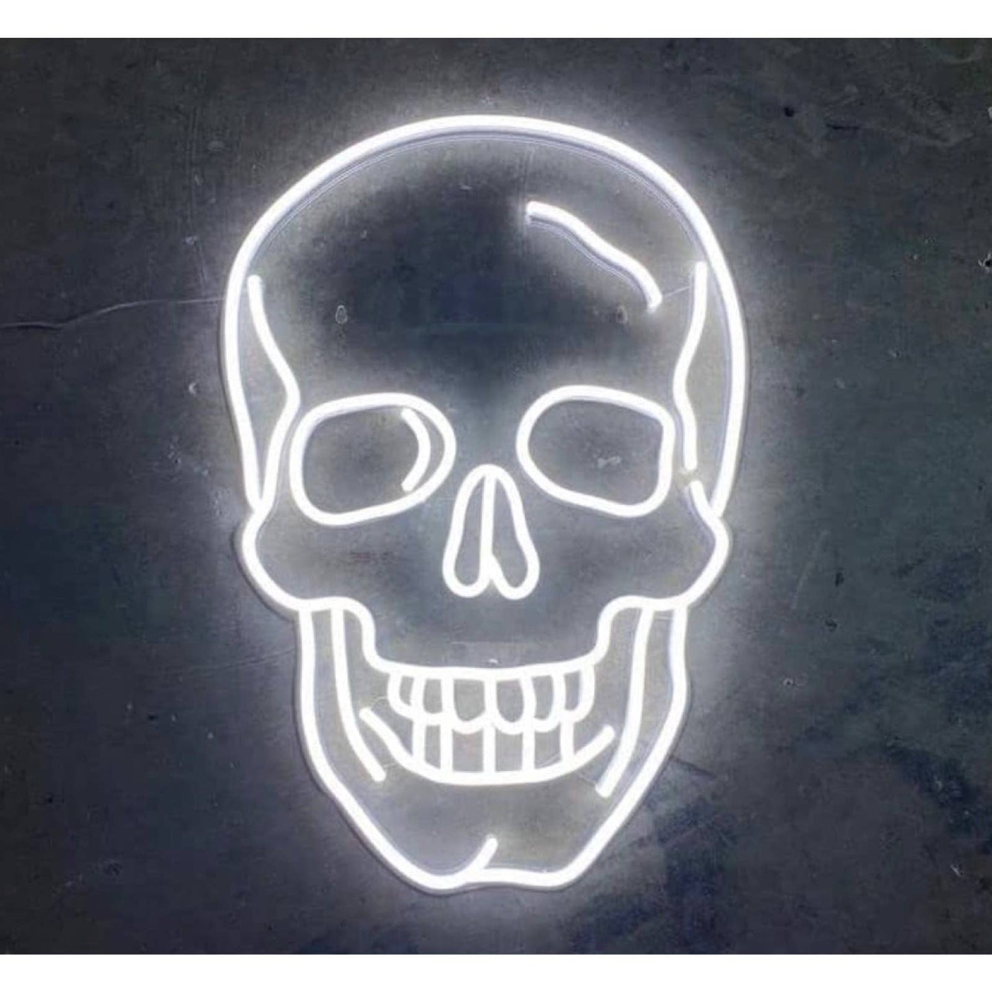 Simple Bright White Skeleton Skull Head LED Night Light Room Wall Halloween Deco