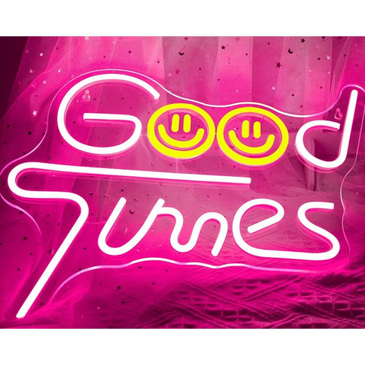 Lovely Bright Pink Good Times Yellow Smiley Face LED Night Light Room Wall Decor