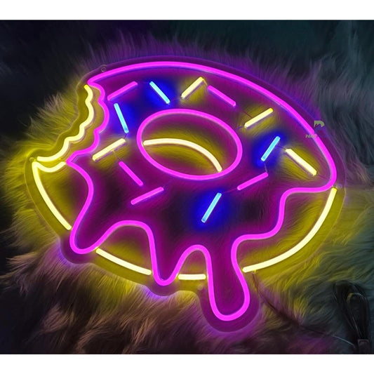 Enormous Giant Pink Sprinkle Donut LED Night Light Room Wall Bakery Decoration