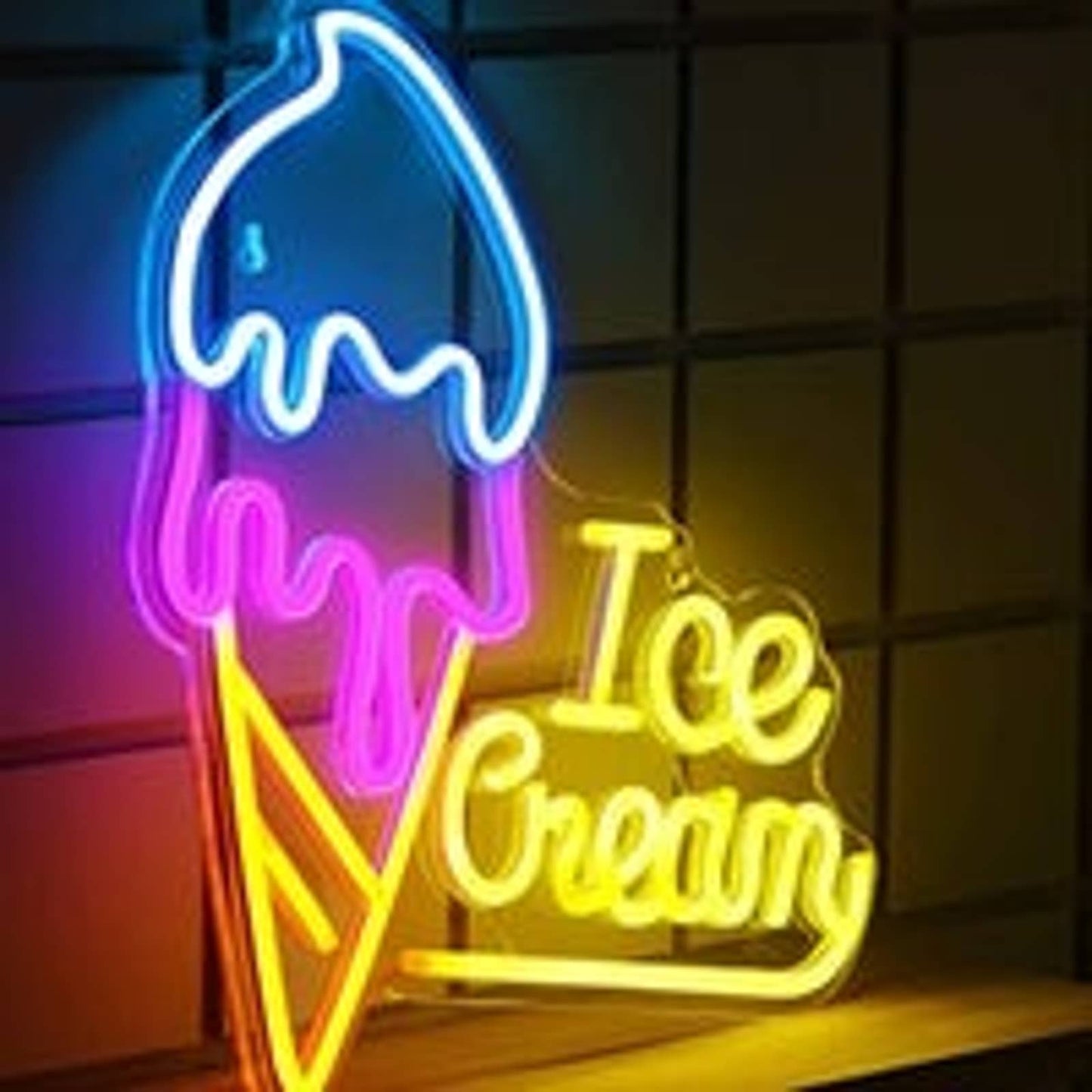 Lovely Vivid Rainbow Ice Cream Cone LED Night Light Room Wall Decor