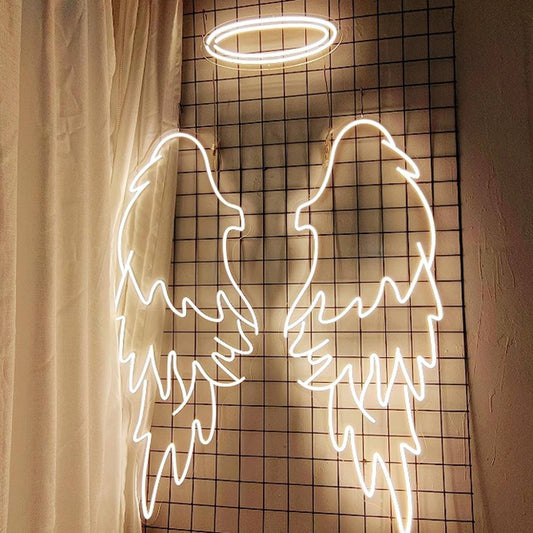 Lovely Super Size Bright Angel Wing and Halo LED Night Light Photo Decor