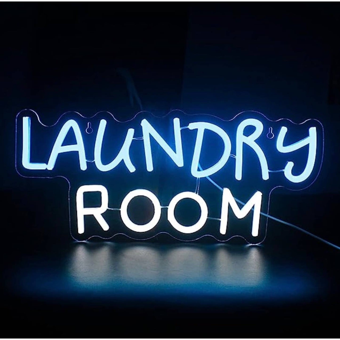 Bright Blue / White Laundry Room LED Night Light Room Wall Decoration