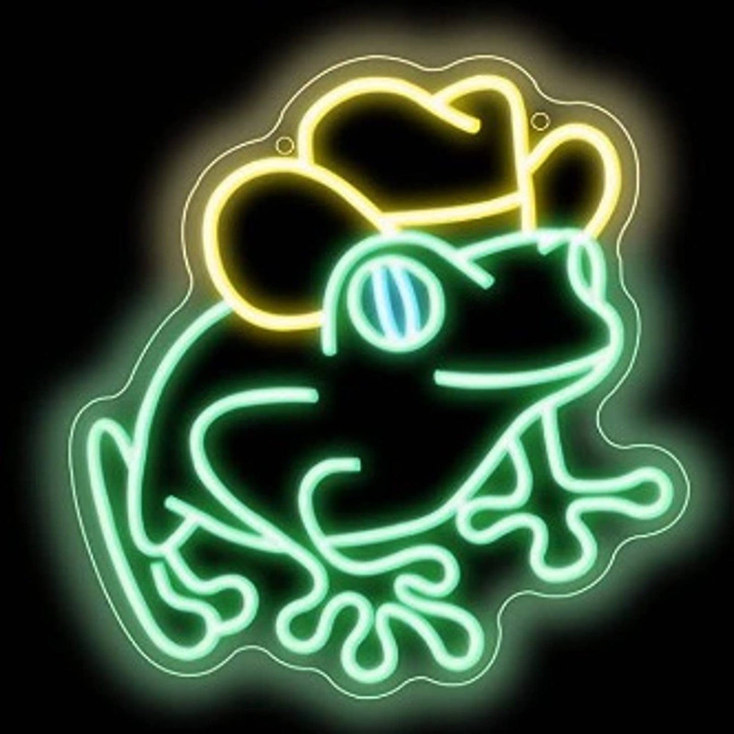 Fun Bright Green Cowboy Frog LED Night Light Room Wall Decoration