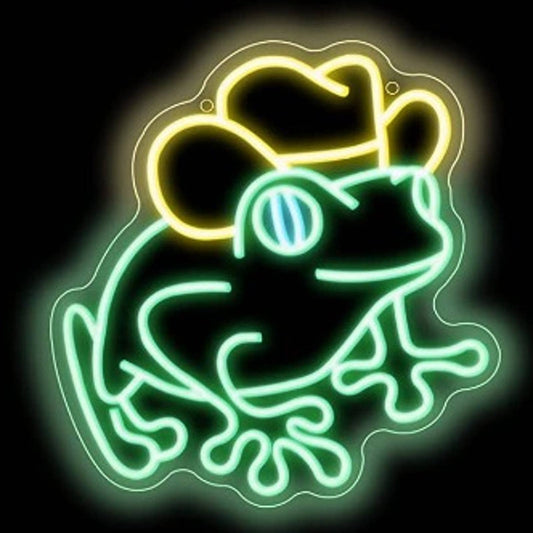 Fun Bright Green Cowboy Frog LED Night Light Room Wall Decoration