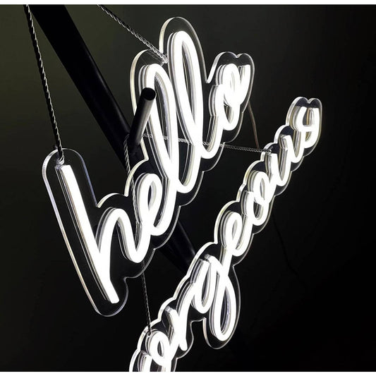 Beautiful White “Hello Gorgeous” LED Light Sign Room Decoration