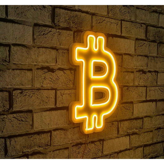 Bright Yellow Bitcoin Crypto Currency LED Night Light Room Wall Decoration