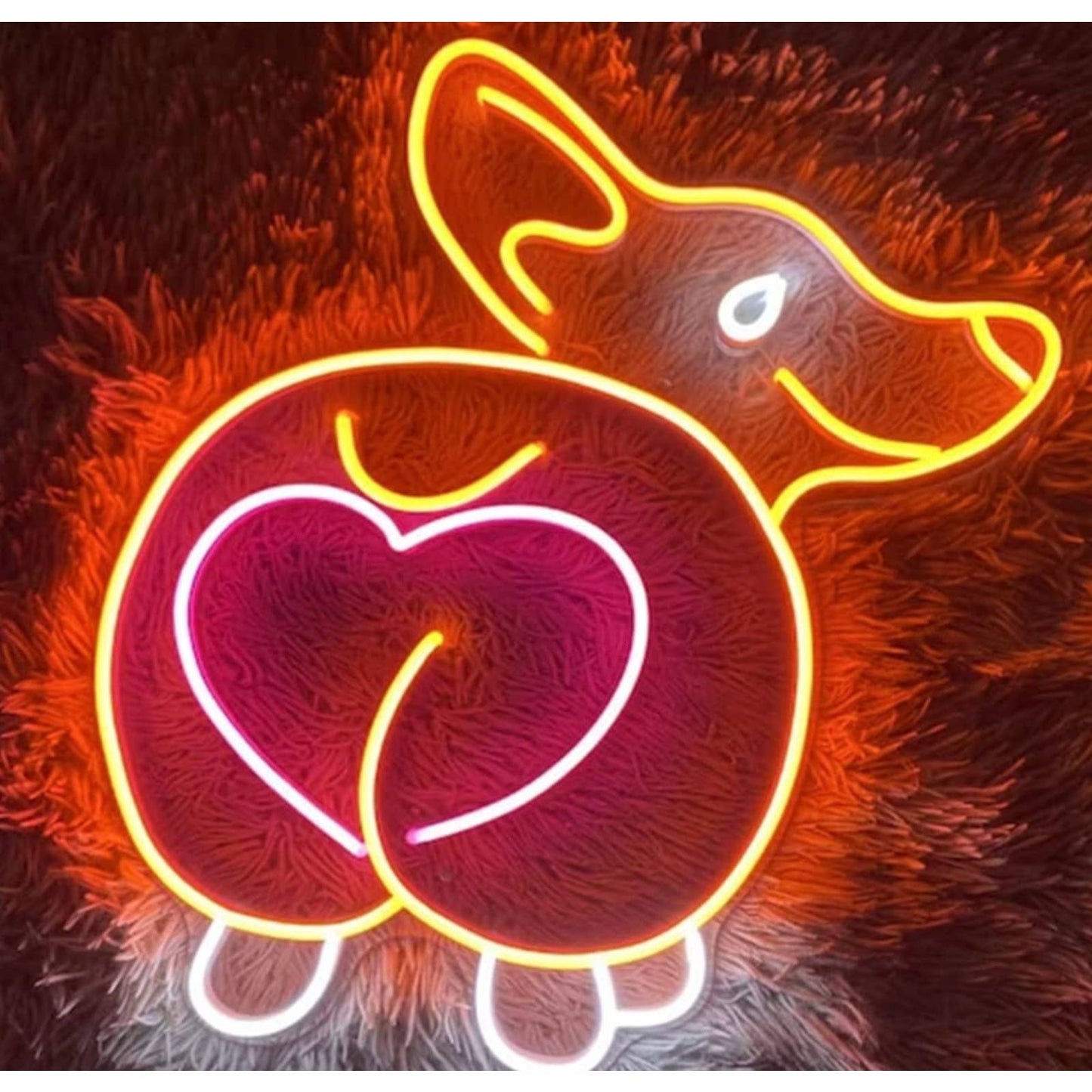 Adorable Bright Corgi Heart Booty Butt LED Night Light Poppy Dog Wall Decoration