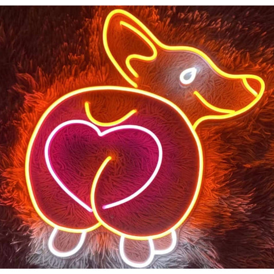 Adorable Bright Corgi Heart Booty Butt LED Night Light Poppy Dog Wall Decoration