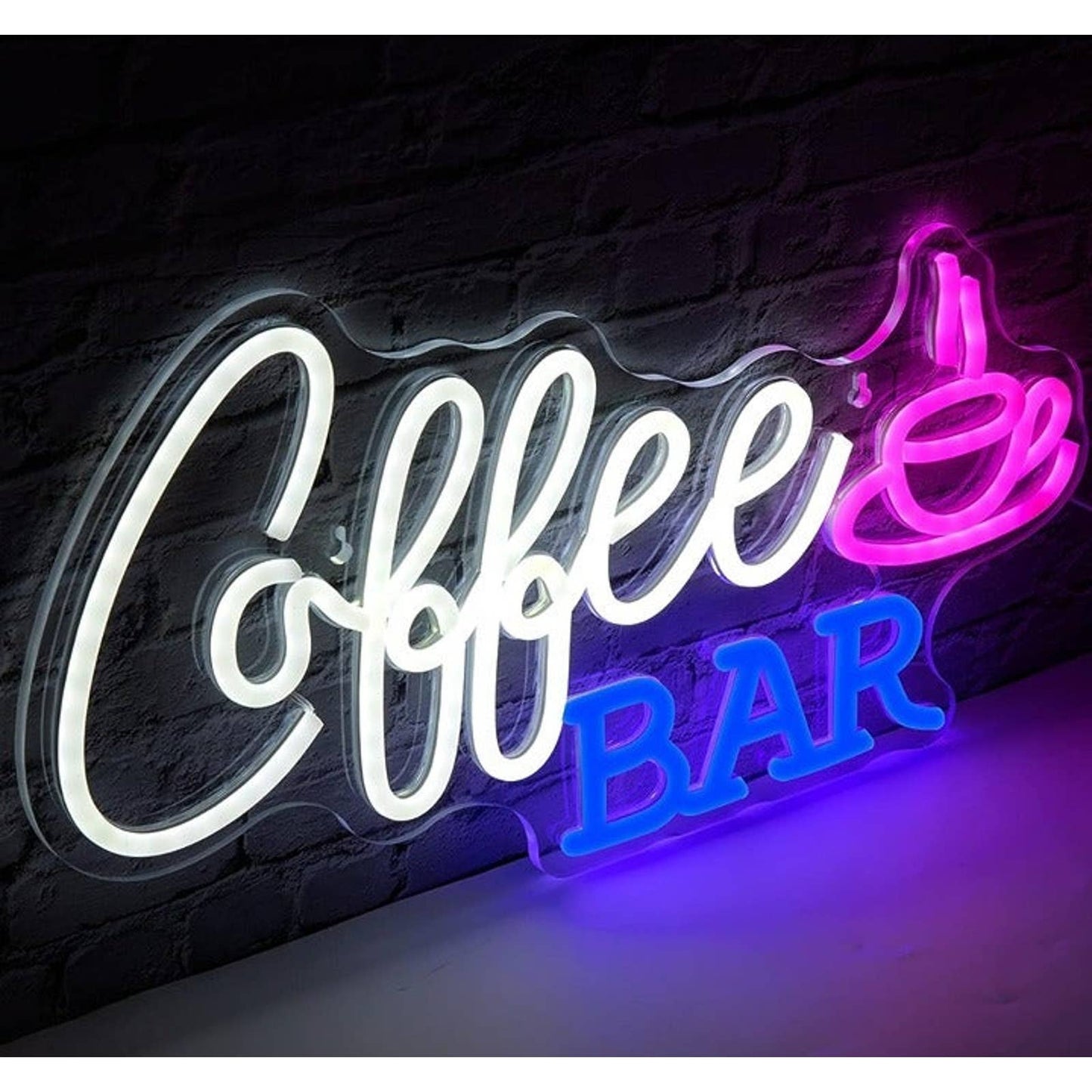 Lovely Vivid Bright Pink, White & Blue Coffee Bar LED Night Light Decor